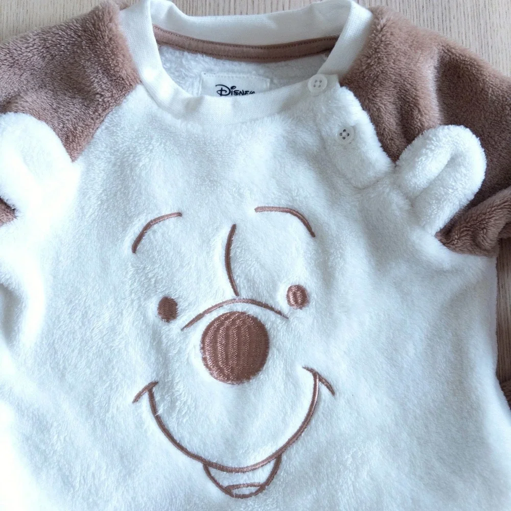 Disney Primark Winnie the Pooh Fleece Set Brown White Baby 6-9 Months
